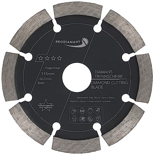 PRODIAMANT Fresa per giunti ø 115 mm larghezza 8mm per malta calcestruzzo muratura e intonaco segmento diamantato 10mm qualità professionale