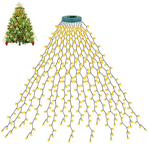 cshare Christmas Tree Lights, 2m * 16 Lines 400 LEDs Fairy Lights Mains Powered with 8 Light Modes,Memory & Timing Function,Waterproof for 1.5-3M(5-10ft) Christmas Tree Indoor and Outdoor- Warm White