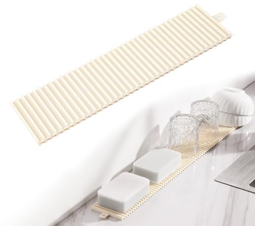 xiruiubao Abtropfmatte Schmal, Platzsparend Silikon Abtropfmatte Geschirr Trockenmatte, rutschfest & Spülmaschinenfest Silikon Abtropfgestell für Gläser Flaschen Schneidebrette, 30.5 x 8 cm