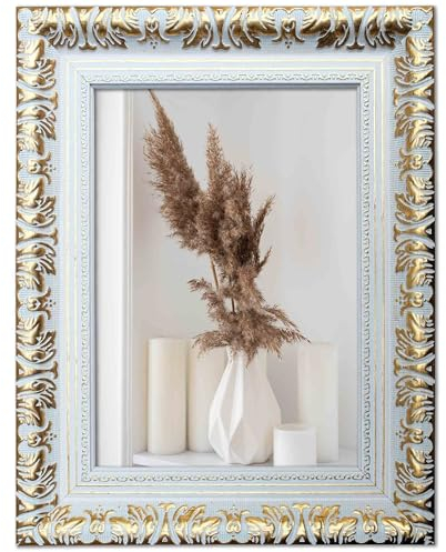 Kunstbruder Cadre photo vintage en différentes tailles – Cadre baroque antique avec verre acrylique (beige doré, 21 x 29,7 cm)
