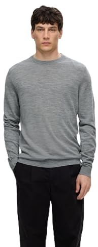 SELETED Homme SLHTRAY LS Knit Merino Crew Neck Noos, Melange Grigio Medio, XL