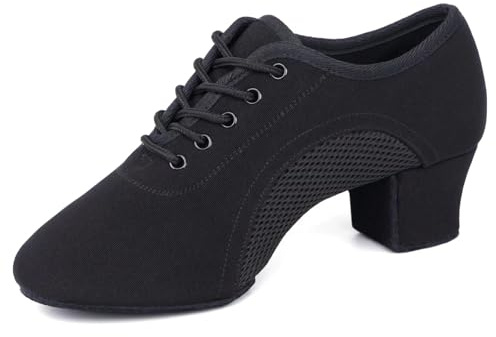 ARCLIBER Black Latin Dance Shoes for Women Lace-up Split-Sole Professional Practice Salsa Modern Ballroom Dance Shoes Women 9.5(43)