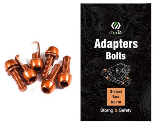 CNCLOL MTB Brake Caliper bolts,Bike Brake Caliper bolts M6x18mm Steel alloy,Orange