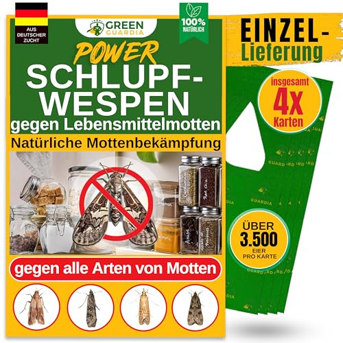 GREEN GUARDIA 4 carte antitarme alimentari, efficace ed ecologico contro le tarme alimentari, alternativa alla trappola per tarme, spray antitarme, trappola per feromoni