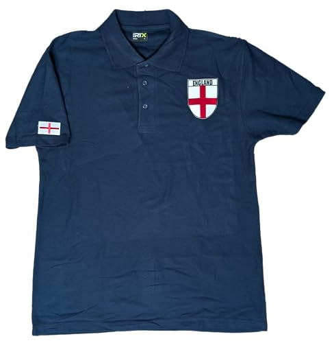 Super Lemon England Supporters Polo Shirt – Affordable Football Fan Shirt – St. George’s Cross Badge – Casual Game Day Polo for Men – Red, White & Navy (UK, Alpha, 4XL, Regular, Regular, Navy)