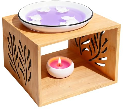 Lampada profumata: diffusore di cera profumata, lampada profumata in ceramica con porta lumini, 12 x 12 x 9 cm, lampada profumata in ceramica per oli essenziali, lampada profumata per aromaterapia e