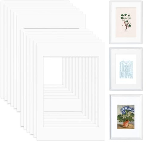 12 Pièces Passe Partout Cadre A4 Blanc, Passe-Partout 20,5 x 29,5 cm | 2 mm Épaisseur Conservation Passepartout Carton Durables, Insert Blanc pour Cadre Photo, Passepartout pour Photos, Tableaux