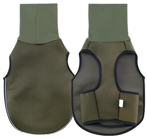 Hund lugnande väst M storlek, olivgrön komfort åska jacka med tvåvägs hög krage, reflekterande remdesign, bröst 17,7 till 54 cm, 45 till 54 cm