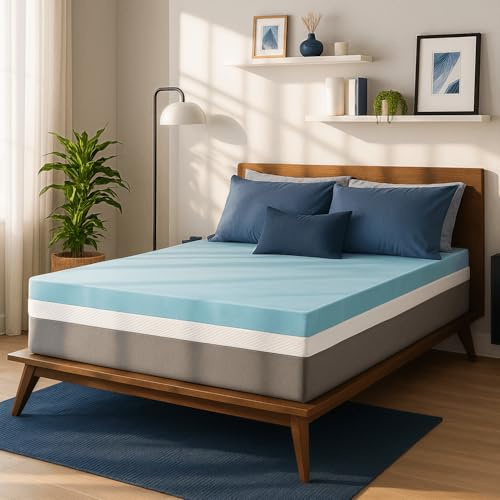 Sure2Sleep cool gel virvel minnesskum madrassöverdrag tillverkad i USA 3-tums (kung)