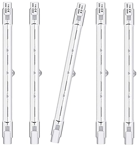 Queeplo 5 Stück R7S Halogen Leuchtmittel 160W 230V Dimmbar Warmweiß,118mm R7S Halogenstab