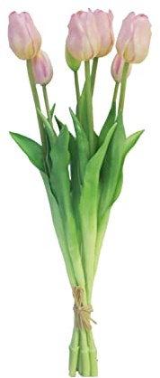 artplants.de Bouquet di Tulipani Artificiali Lona, Rosa, 45 cm, Ø15 cm - Bouquet di Fiori Finti