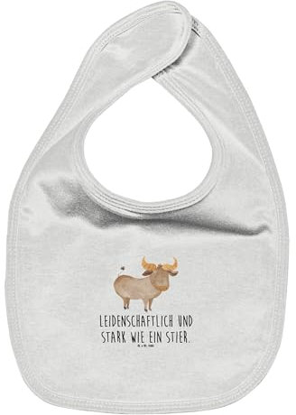 Mr. & Mrs. Panda Organic Babylätzchen Sternzeichen Stier - Geschenk, Ochse, Klettlätzchen, Baby Spucktuch, Tierkreiszeichen, Geschenk April,