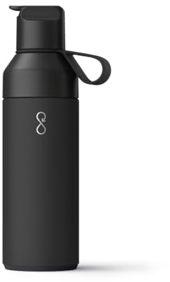 Ocean Bottle Go 500ml | Stainless Steel Water Bottle | Reusable & Sustainable | Keeps Drinks Cold & Hot | Eco Friendly Gift (Obsidian Black)