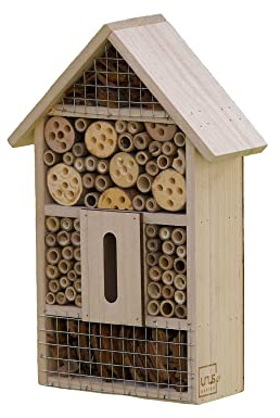 UNUS Garden Hotel per insetti in legno naturale, casa per insetti e nido per api, vespe, coccinelle, farfalle, crisopidi e altri insetti FSC ® Mix Credit