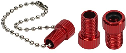 flintronic Mässingsadapter, 3 stycken cykelventilsadapter, cykelbilventil ventiladapter, ventiladapter cykel bilventil med tätningsring, röd