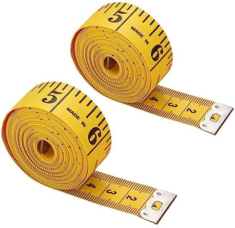 Pack de 2 Cintas Métricas de 1,5m x 2cm. Perfectas para medición corporal, trabajos de costura. Material flexible y duradero. Cinta Métrica multifuncional.