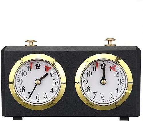 Schach Timer, Professionelle Schachuhr Spiel Timer Analog Uhr Schach Timer I-GO Count Up Count Down Timer, Internationale Schachuhr Keine Batterie benötigt (Schwarz)