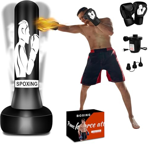 Vobab Standing Punching Bag for Adults, 70 Punching Bag Stand, Boxing Heavy Bag with Stand, Freestanding for Adults Men MMA Thai Fitness Karate Muay Beginners