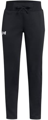 Under Armour Girls' Armour Fleece Pants, (003) Black / / White, Large