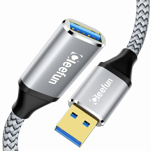 CLEEFUN USB 3.0 Verlängerung 2M, 5Gbps Verlängerungskabel, USB A auf A Extender mit Premiun Nylonkabel und Aluminiumgehäuse für Kartenlesegerät,Tastatur, Drucker, Scanner, Kamera, USB Hub usw