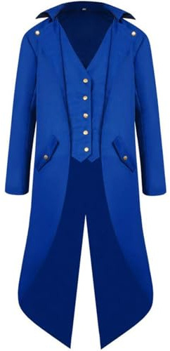 KGIHPC Giacca Steampunk vintage da uomo con coda di merluzzo medievale, gotica, vittoriana – costume di Halloween, blu, M
