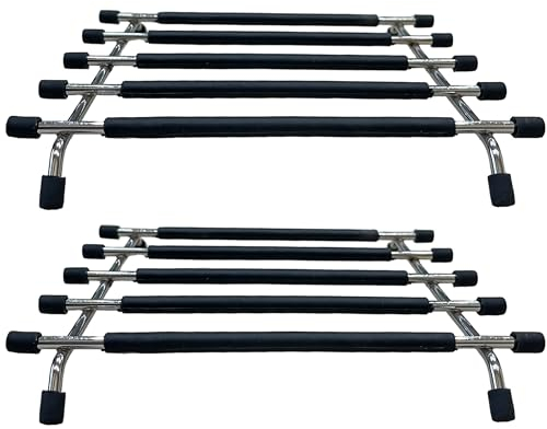 4All Kitchen Trivet Stand Heat Resistant Anti Slip Worktop Protector Stainless Steel Stand For Hot Pans (Black, Pack of 2)