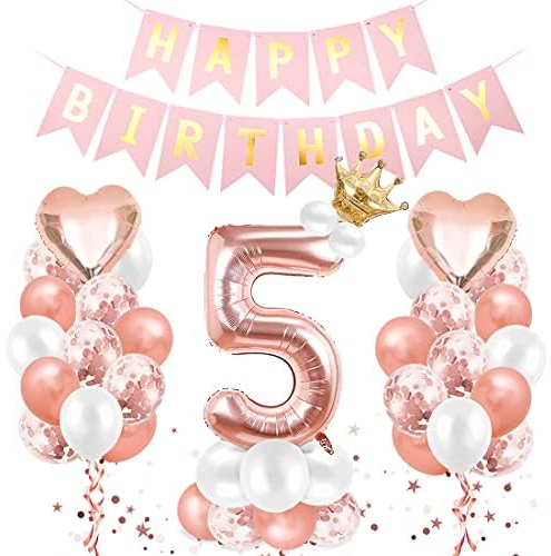 Ballong 5-årsdag roséguld födelsedagsdekoration 5 år ballong 5:e födelsedag jätte folieballong nummer 5, folieballong grattis på födelsedagen 5, ballong 5 för födelsedagsfirande