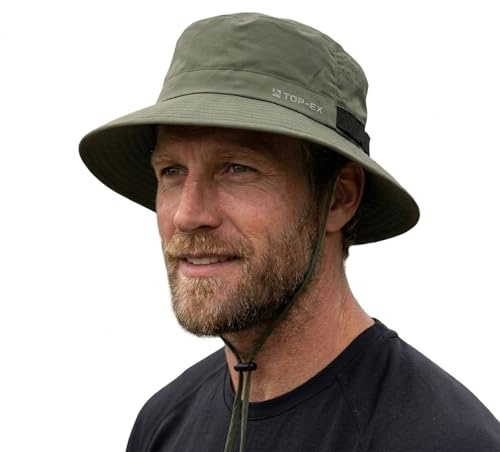 TOP-EX UPF 50 Wide Brim Bucket Sun Hat for Men Women Golf 95553 Green M/L