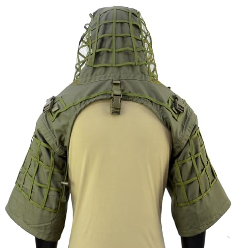 ROCOTACTICAL Sniper Ghillie Suit Foundation, Ripstop, Ghillie Viper Hood, Camouflage Sniper Coat (Rpstop AGM)
