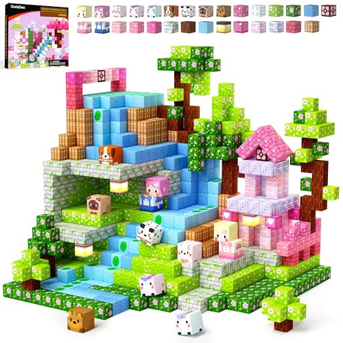 GobiDex 100PCS Magnetic Blocks Kid Building Toys for 3+ Years Old Girls, Upgraded STEM Sensory Gifts for Princess, Kids Magnets Game for Toddler
