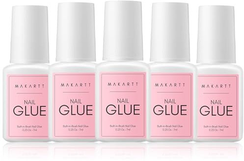 Makartt 5 Stück Nagelkleber Für Kunstnägel - Extra Stark UV Nagelkleber für Tips, 7ML Nail Glue Schnelltrocknend Professionelle Salon-Qualität, Perfekt für Kunstnägel, Falsche Acrylnägel, Nagelkunst