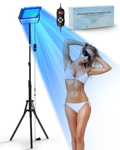 Solarium Für Zuhause,460NM&480NM Bräunungslampe,50W Superleistung Schnelle Gesichtsbräuner,Volles Blaues Licht Bräunungslicht Solarium für Den Heimgebrauch Gesicht Und Körper