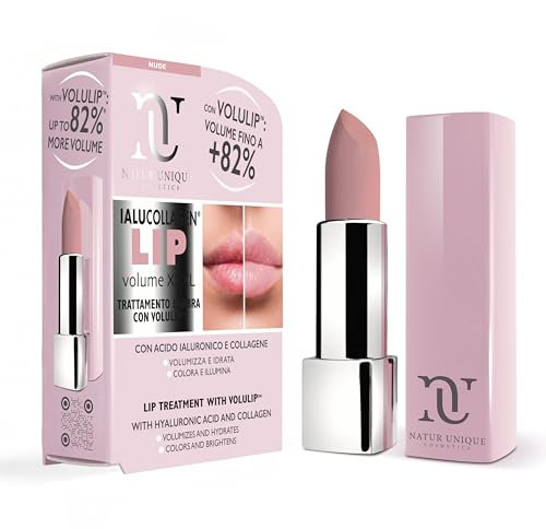 Natur Unique - IALUCOLLAGEN LIP VOLUME XXXL Volume | Balsamo Labbra Colorato NUDE Acido Ialuronico Collagene| Lip Plumper, Rimpolpante Labbra, Idratante Labbra | Made In Italy | 4.2ML