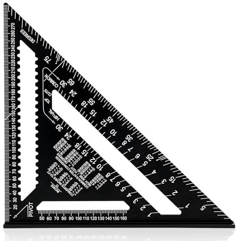 AivaToba Escuadra Carpintero 12 Pulgadas Escuadras Metalicas Carpintero Escuadra Rapida Multifuncional Triangular Aluminio Ángulos De 90°Para Medir, Marcar, Cortar，Herramientas Bricolaje