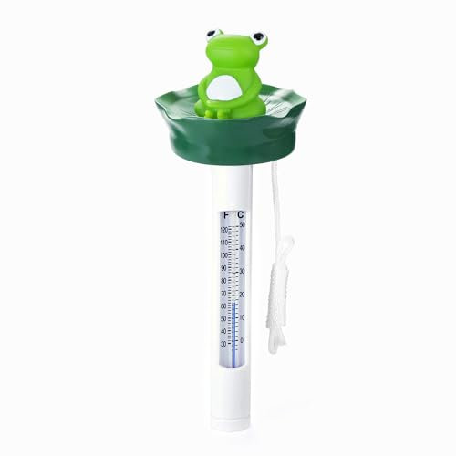 INCETUE Pool Thermometer Floating, Cute Frog Water Thermometer with String for Ice Bath, Cold Water Temperature Gauge for Outdoor & Indoor Swimming Pools, Spa, Pond, Hot Tub, Wild Swimming