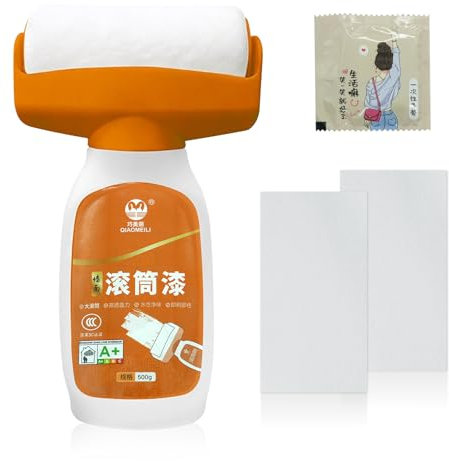 Pintura para retoques de pared, 500 g, color blanco, rodillo 2 en 1, color blanco, para rayones, manchas y paredes dañadas