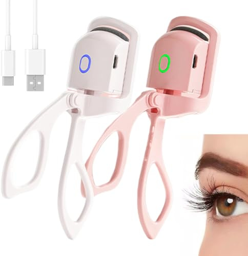 Tomedeks 2 Piezas Rizador de Pestañas Electrico, Rizador de Pestañas Termico, Eyelash Curler, Rizador de Pestañas con Calefacción, Calentamiento rápido – Rizador de ojos maquillaje