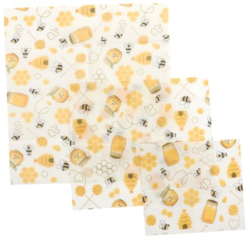 FRCOLOR 3pezzi Pellicole Per Alimenti in Cera d Api Panni Imballaggio in Riutilizzabili Per Conservare Pane Snack Formaggi e Frutta