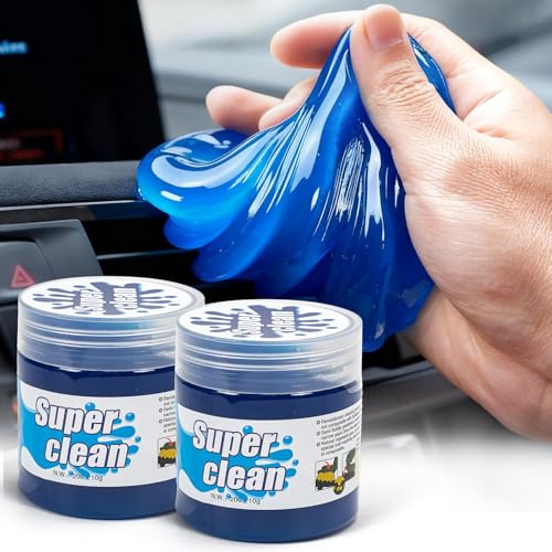Lot de 2 gels de nettoyage universels pour voiture, clavier, slime, pour l'intérieur de la voiture - Nettoyeur de poussière universel pour ordinateur portable, imprimante, appareil photo, voiture