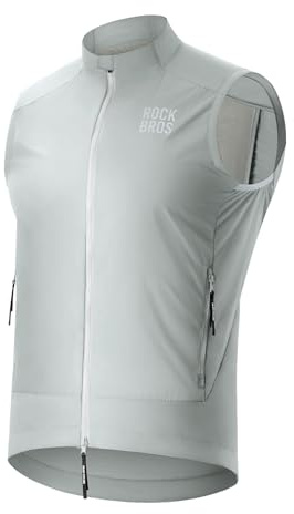 ROCKBROS Cycling Vest for Men Windproof Sleeveless Jacket Two-way zipper Gilet Super-Light Coat for Cycling Hiking Running