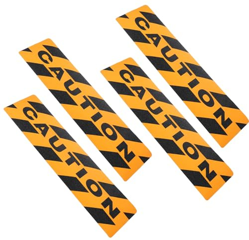 SAFIGLE 4 piezas Pegatinas Antideslizantes para Escaleras y Pasillos Cinta Adhesiva Precaución Colores Negro y Amarillo de Resistente y Fácil de Instalar Etiquetas de Seguridad para Pisos