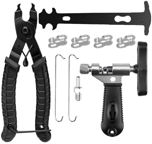 KFSCIP 10 Pcs Set Bike Chain Tool Repair Kit, Bicycle Chain Removal Tools with Breaker Tool, Plier &,Checker, for 6/7/8/9/10/12 Speed Chain Bike Repair Kit, for Road Mountain Sports Bike