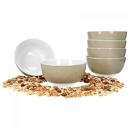 Van Well Lot de 6 bols à céréales, Salade Série Vario Porcelaine – Couleur au choix beige