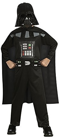 Star Wars Rubies Disfraz Darth Vader opp Barato para niño o niña, Jumpsuit impreso color negro, capa adjunta y máscara, Oficial halloween, navidad, carnaval y cumpleaños
