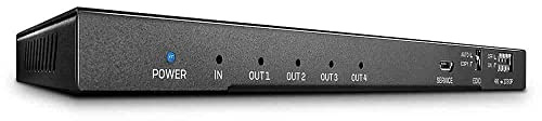 LINDY 38231, HDMI 18G-splitter med ljud och nedskalning, 4 portar, HDMI-splitter 4K Ultra HD på 4 skärmar för digitalt eller analog ljud, 60 Hz 4:4:4 8-bitars upplösning och HDR för stora