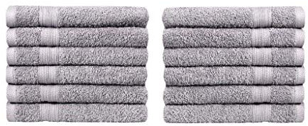 NatureMark Gästetücher – 12er Pack (30x50 cm), 100% Baumwolle, Oeko-Tex Zertifiziert, weich, saugfähig und pflegeleicht – Für Bad, Gäste & Spa – Silber