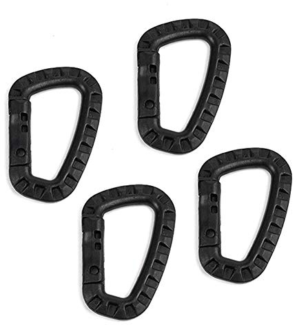Iriisy 4 pz moschettone tattico nero portachiavi con moschettone tattico a forma di D, in plastica ad alta resistenza per zaino accessori da arrampicata all'aperto, ganci a moschettone