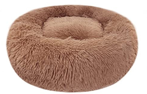Nepfaivy Cuccia Gatto Cane Interno Morbida - Cuscino per Cani Gatti Nuvola Soffice Peluche Rotondo da Ciambella, Letto Pelosa Antistress per Animale Domestico Piccola (S-40cm/15.7in, Caffè)