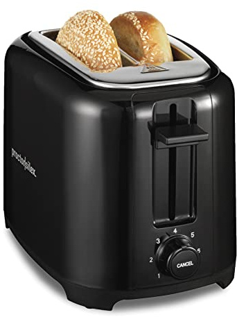 Proctor Silex 2-Slice Toaster with Extra Wide Slots for Bagels, Cool-Touch Walls, Shade Selector, Toast Boost, Auto Shut-off and Cancel Button, Black (22305)
