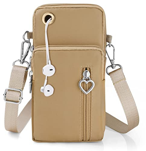 Aucuu Borsa a Tracolla da Donna in Nylon, Mini Borsa a Tracolla con Cinghie Regolabili Staccabili, Fascia da Braccio per Cellulare con Porta Cuffie per Cellulari Sotto i 7